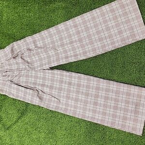 Cider Beige Plaid Wide-Leg Trousers